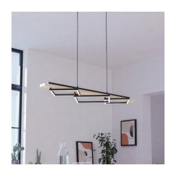 Eglo 901927 - Lustră suspendată pe cablu LED BOYAL 2xLED/13W/230V+LED/16W negru/bej