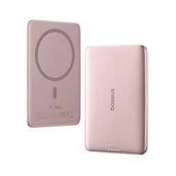 Baterie Externa Wireless Baseus PicoGo AM41, 5000mAh, 20W, PD + FQI, 1 x QI - 1 x USB-C, Roz P1007680C453-00