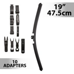 Stergator parbriz profesional 19" (47,5 cm) cu 10 adaptoare, Carguard