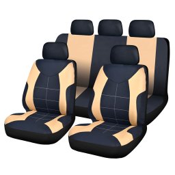 Set huse scaune auto universale Carguard Elegance, negru-bej, compatibil airbag