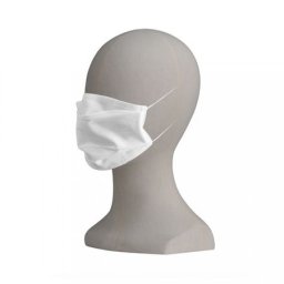 Masca faciala reutilizabila din bumbac, 2 straturi, cu lamela nazala, alba