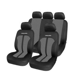 Set huse scaune auto universale premium Carguard, gri-negru, compatibile airbag