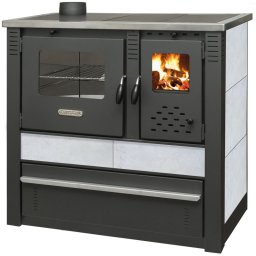 Soba-cuptor pe lemne Panonia alba, cu plita si cuptor, evacuare stanga