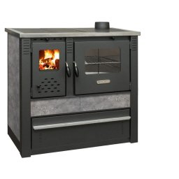 Soba cu plita pe lemne Panonia, gri, evacuare dreapta