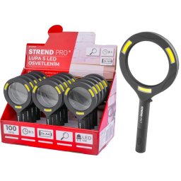 Lupa de mana Strend Pro cu iluminare LED 100 lm, 2xAA, 113x242 mm