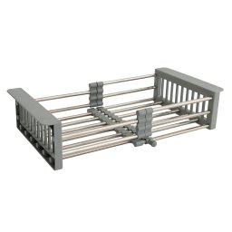 Scurgator extensibil pentru chiuveta 41x27 cm, gri, din inox si plastic