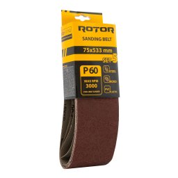 Benzi de slefuit ROTOR P60 75x533 mm, set 5 pentru slefuitor cu banda