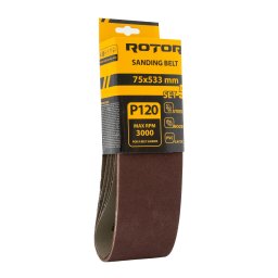 Banda de slefuit ROTOR P120 75x533 mm (set 5) pentru lemn si metal