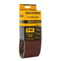 Banda de slefuit ROTOR P40 75x457 mm (set 5) pentru lemn, metal si plastic