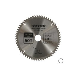 Disc circular pentru taiat lemn ROTOR 210 mm, 60 dinti, 30/25,4 cu adaptor