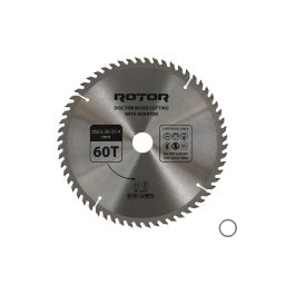 Disc circular pentru taiat lemn ROTOR 255 mm, 60T, cu adaptor 30/25,4 mm