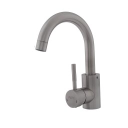 Baterie lavoar FB-01 C din inox SUS 304, crom mat, cu rotire 360°