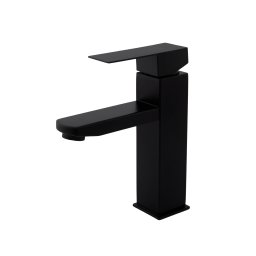 Baterie lavoar Kub Black negru mat, inox SUS 304, monocomanda, Flow