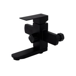 Baterie cada Flow Kub Black din inox SUS 304, negru mat, cu para de dus