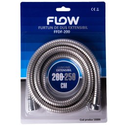Furtun de dus extensibil Flow FFDF-200, 200–250 cm, inox cromat