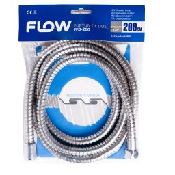 Furtun de dus Flow FFD-200 din inox cromat, 200 cm, conexiune 1/2