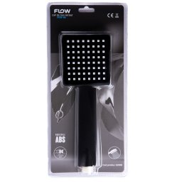 Cap de dus patrat Flow FPDF-4B, negru mat, din ABS, cu racord standard 1/2