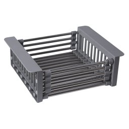 Scurgator extensibil pentru chiuveta Flow, gri, inox/ABS, 26–41.5 cm