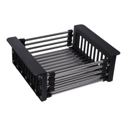 Scurgator extensibil negru din inox Flow, pentru chiuveta/blat 26–41,5 cm