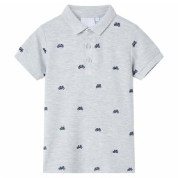 Tricou polo pentru copii, gri melanj, 128 GartenMobel Dekor