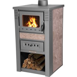 Soba pe lemne Nova Ceramic 7,5 kW, cu placi ceramice, mocca