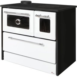 Soba tip plita Omega 701-G cu cuptor cu geam, alb, evacuare stanga