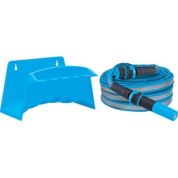 Set furtun textil plat AQUACRAFT 20 m cu duza si suport de perete