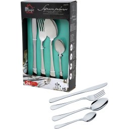 Set tacamuri MagicHome din inox, 24 piese (6 persoane) pentru masa zilnica