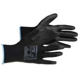 Manusi de gradinarit Brotula Black 11/XXL, nylon cu PU, set 12 perechi