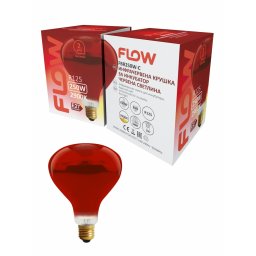 Bec infrarosu pentru incubator R125 250W, dulie E27, Flow FBR250W-C