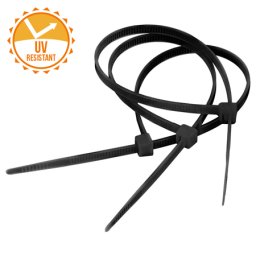 Fasete coliere din plastic rezistente UV 4,8 x 200 mm, negre – set 100 buc