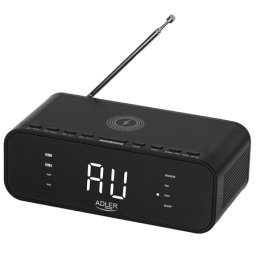 Radio cu ceas Adler AD 1192, încarcare wireless 5W, Bluetooth, FM, negru