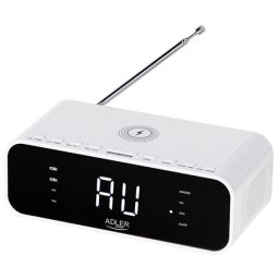 Radio cu ceas Adler AD 1192 alb, încarcare wireless 5W, Bluetooth si FM