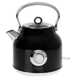 Fierbator electric Adler 1,7 L din inox, cu termometru si control STRIX, negru