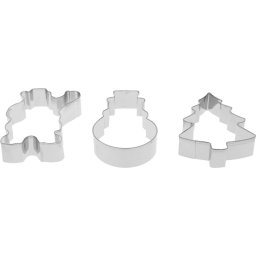 Set 3 decupatoare inox MagicHome de Craciun: brad, Mos Craciun, om de zapada