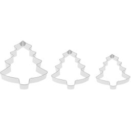 Set 3 forme decupat brad din inox MagicHome, pentru biscuiti de Craciun