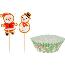 Set forme din hartie si toppere pentru muffins/cupcakes de Craciun, 48 buc