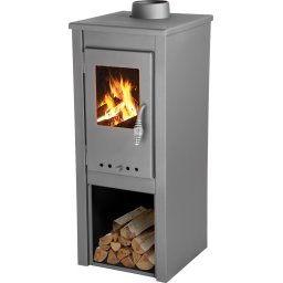 Soba pe lemne Thalia Uno Glass Lite, gri, 3,9 kW, cu usa din sticla