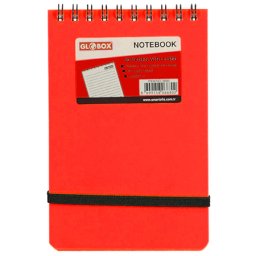 Bloc notes A7 cu spira, 60 file dictando, coperta rosie, cu elastic