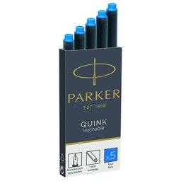 Rezerve pentru stilou Parker Quink, cerneala albastra, set 5 bucati