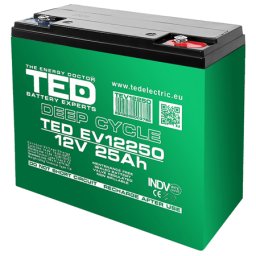 Acumulator Deep Cycle AGM 12V 25Ah TED pentru vehicule electrice si UPS