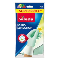 Manusi din cauciuc Vileda Extra Sensation, marimea M, cu bumbac