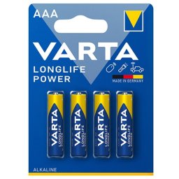 Baterii alcaline Varta Longlife Power AAA (LR03) 1.5V, set 4 bucati