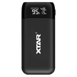 Incarcator profesional Li-Ion XTAR PB2S cu procesor, 2 sloturi si power bank