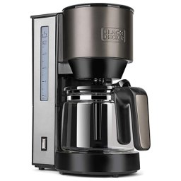Cafetiera Black+Decker 870W, 1.25L, 12 cesti, anti-picurare, inox-negru