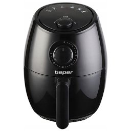 Friteuza cu aer cald Beper 1000W, 2 kg, timer si termostat, neagra