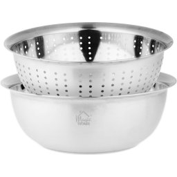 Strecuratoare inox MagicHome cu bol, 26,5 cm, perforatii rotunde