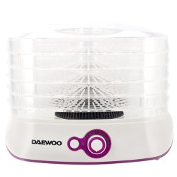 Deshidrator de alimente Daewoo 500W cu 5 tavi stivuibile, alb/mov