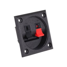 Conector patrat pentru boxa, 2 contacte, montaj pe panou 57×57 mm