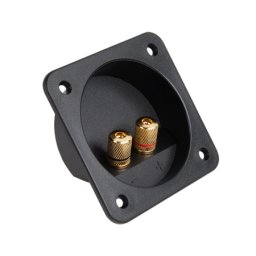 Conector boxa cu 2 banane aurii, montaj pe panou, tip patrat